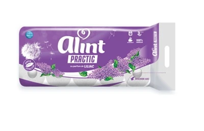 Hartie igienica Alint Practic cu parfum de Liliac, 3 straturi, 10 role